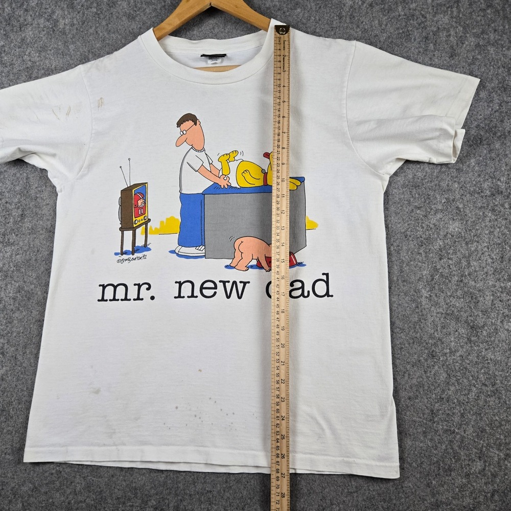 Vintage Mr New Dad T Shirt Mens Large White Jim Benton Cartoon 1992 Chnages 90s - Picture 14 of 16